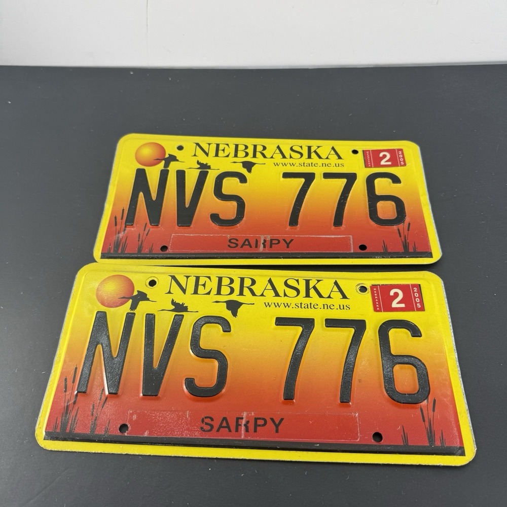 2005 Nebraska License Plate Plates PAIR / SET NVS 776